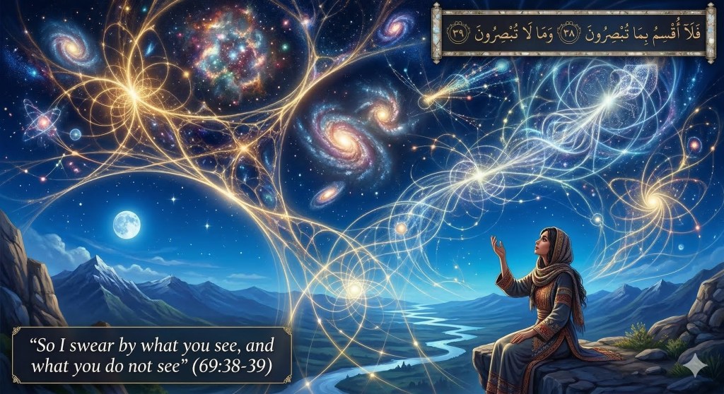 The oath on the unseen: a multidisciplinary commentary on Quran&nbsp;69:38–43